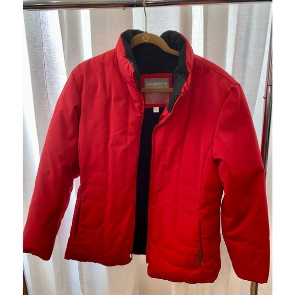 Women’s Liz Claiborne Red Feather & Down Jacket Size  L - Picture 5 of 12